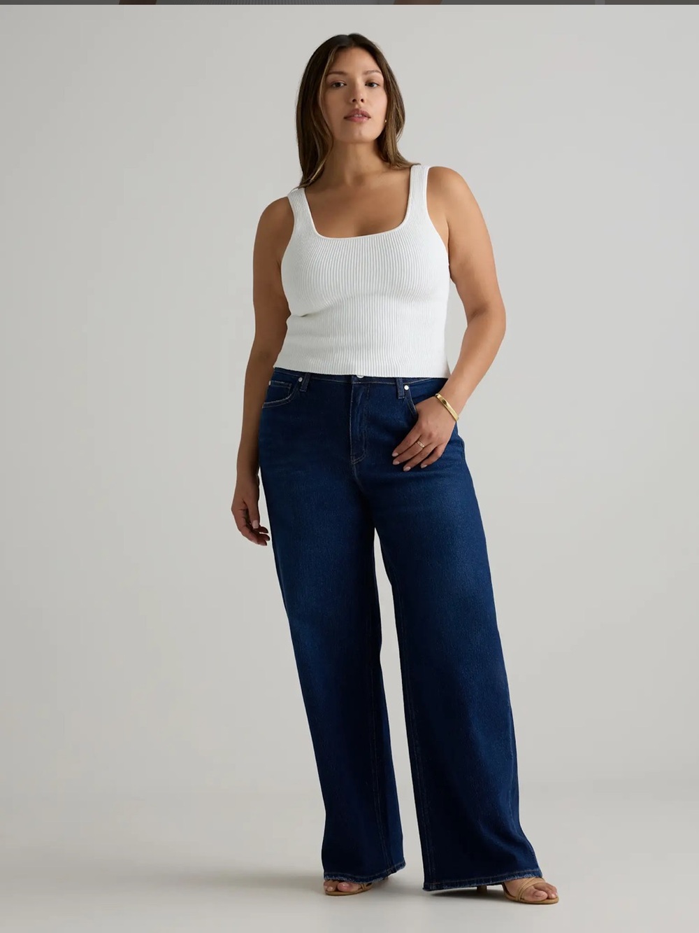 Quince Bella Stretch Relaxed Straight Jeans in Stormy Blue, 32